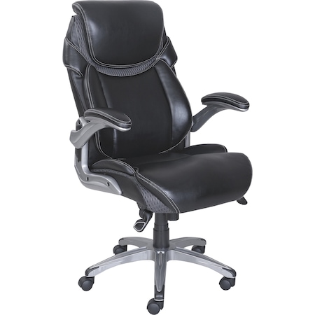 Lorell Wellness by Design Executive Office Chair, Bonded Leather and Mesh, Black LLR47921